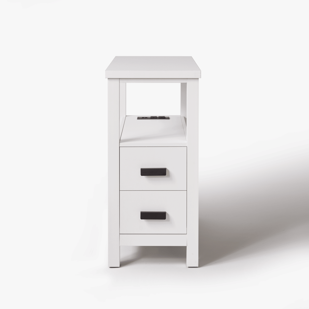 White End Table with Charging Station and Drawers