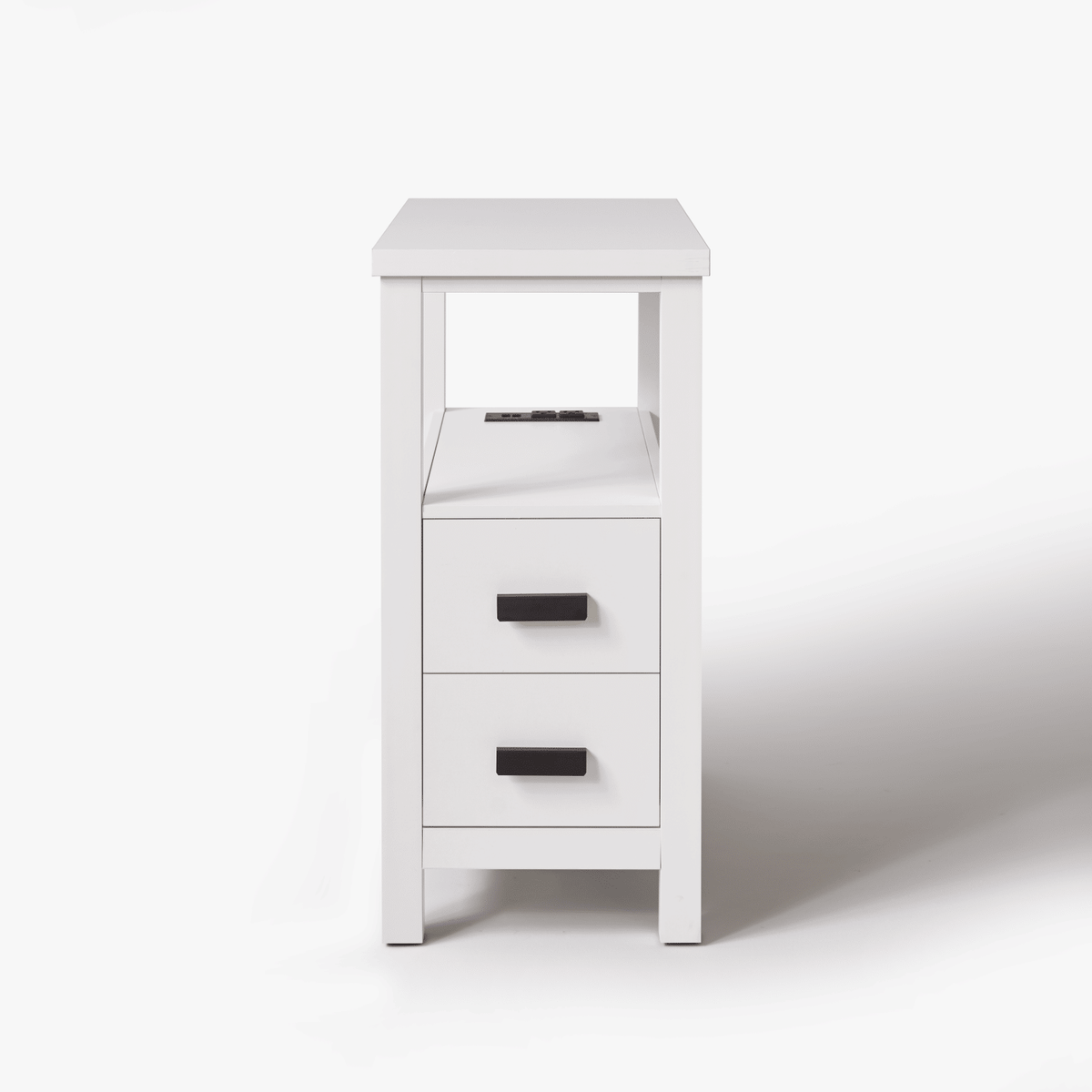 White End Table with Charging Station and Drawers