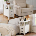 White End Table with Charging Station and Drawers