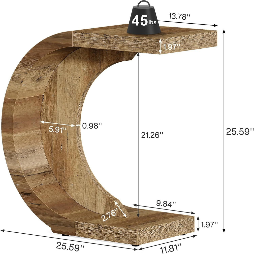 C-Shaped End Table for Sofa or Bed – Compact and Versatile