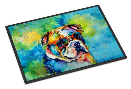 English Bulldog Hippie Dawg Entryway Doormat