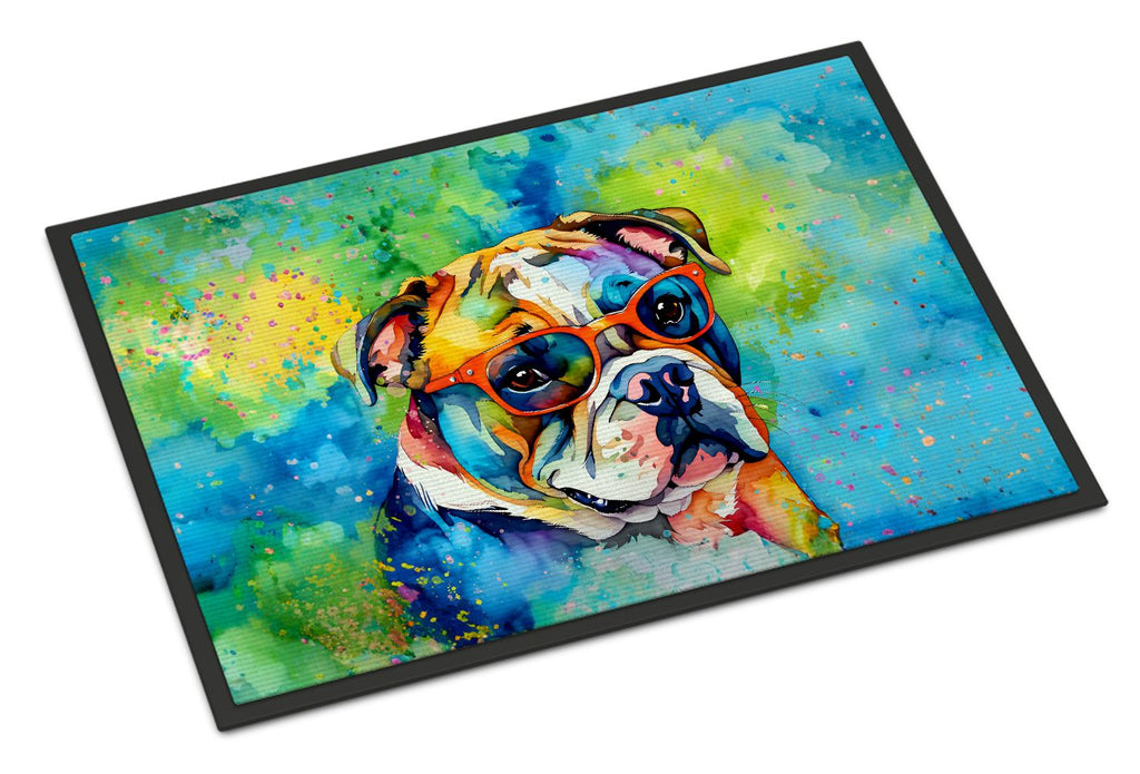 English Bulldog Hippie Dawg Entryway Doormat