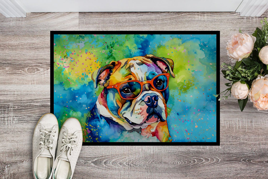 English Bulldog Hippie Dawg Entryway Doormat