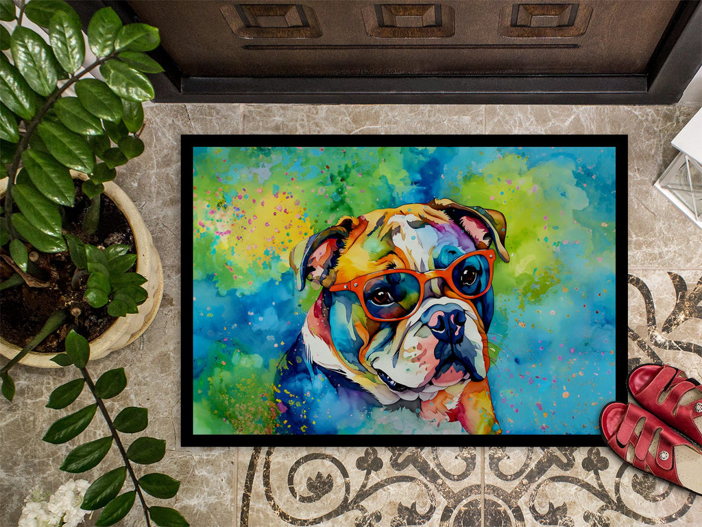 English Bulldog Hippie Dawg Entryway Doormat