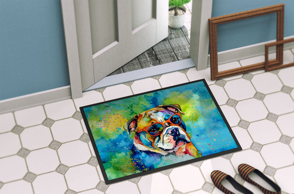 English Bulldog Hippie Dawg Entryway Doormat