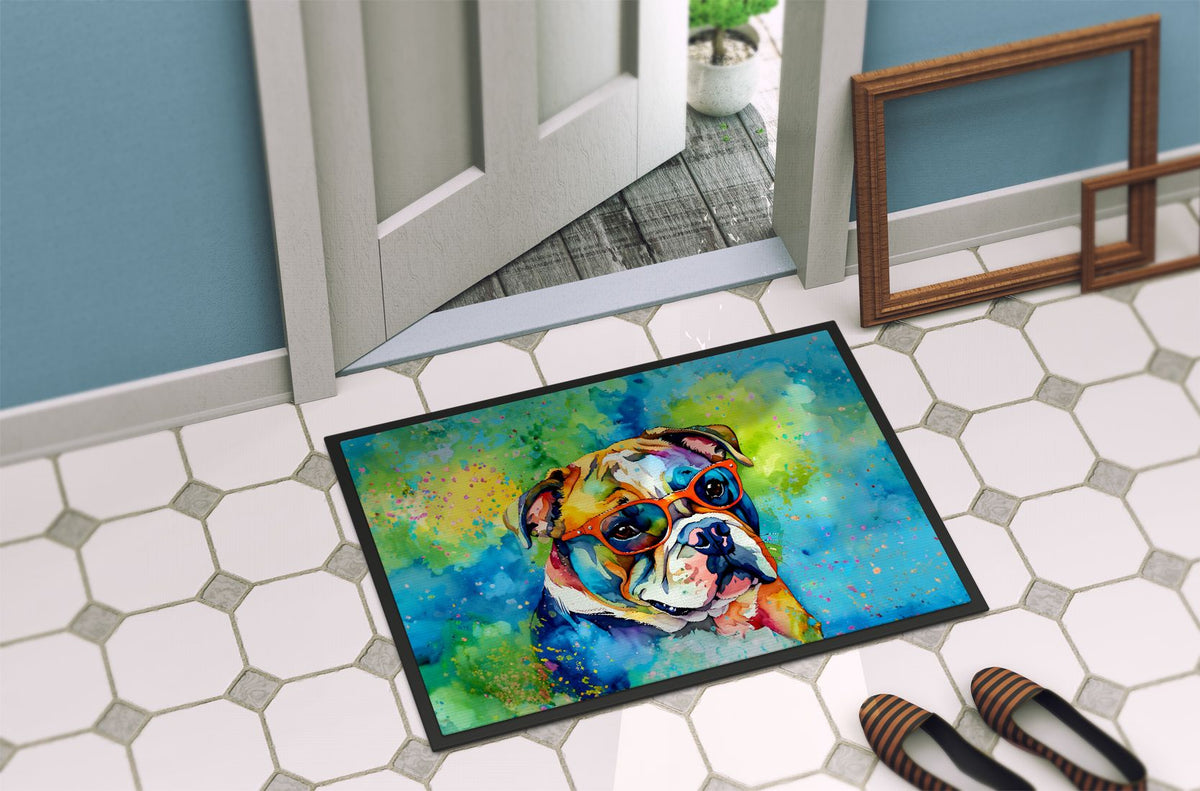 English Bulldog Hippie Dawg Entryway Doormat