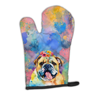 English Bulldog Hippie Dawg Quilted Oven Mitt