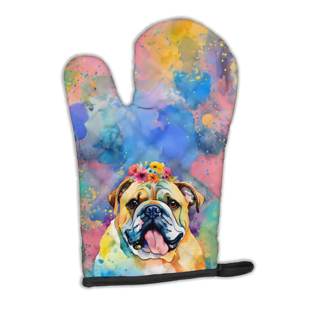English Bulldog Hippie Dawg Quilted Oven Mitt