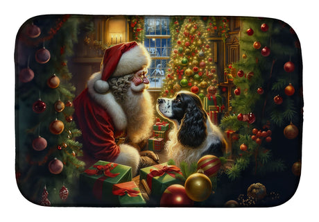 English Springer Spaniel and Santa Dish Drying Mat