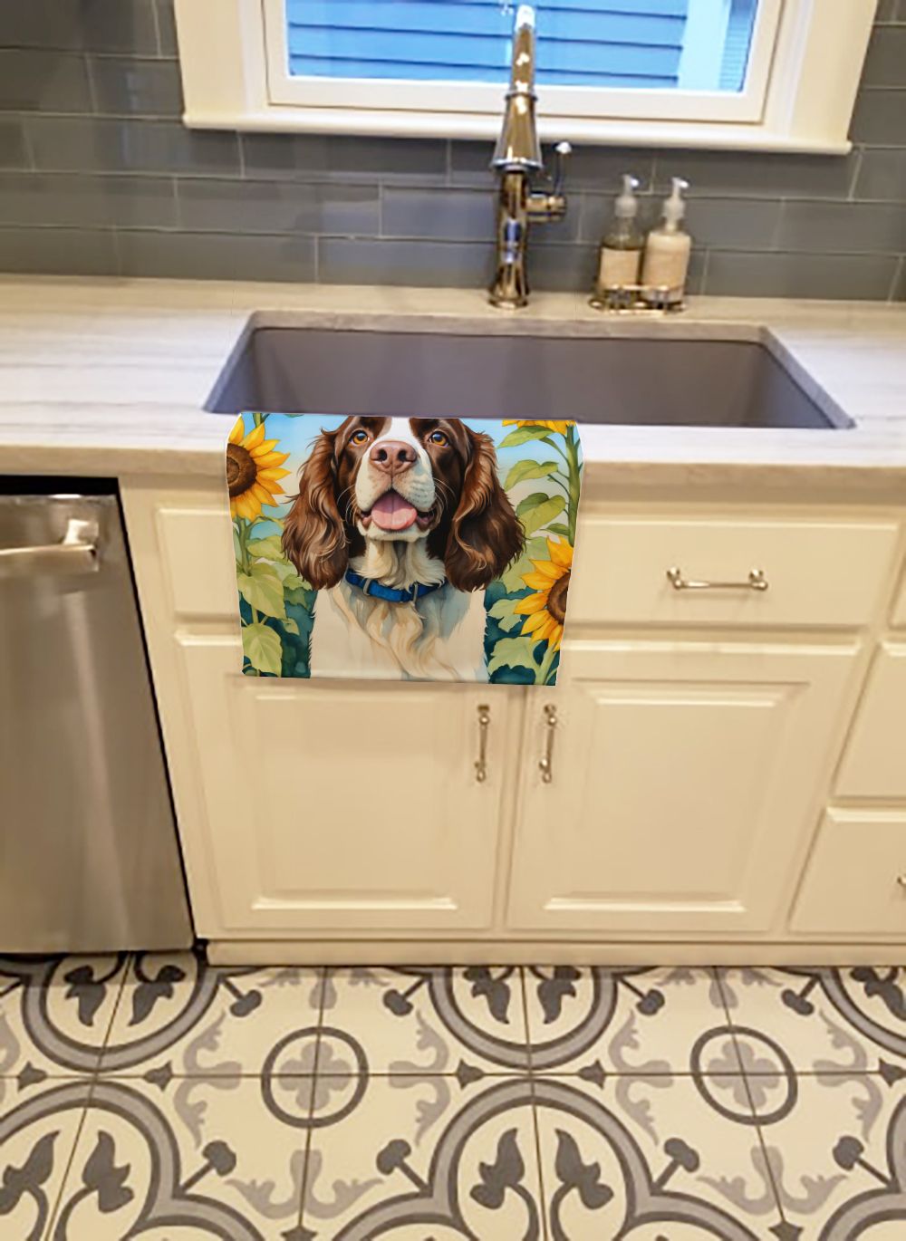 English Springer Spaniel Sunflower Kitchen Towel
