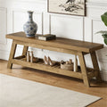 Warm Wood-Tone Entryway Bench with Shoe Shelf