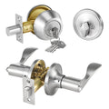 Keyed Alike Entry Door Locksets with Deadbolt, 5-Pack Satin Nickel Combo for Front Entrance