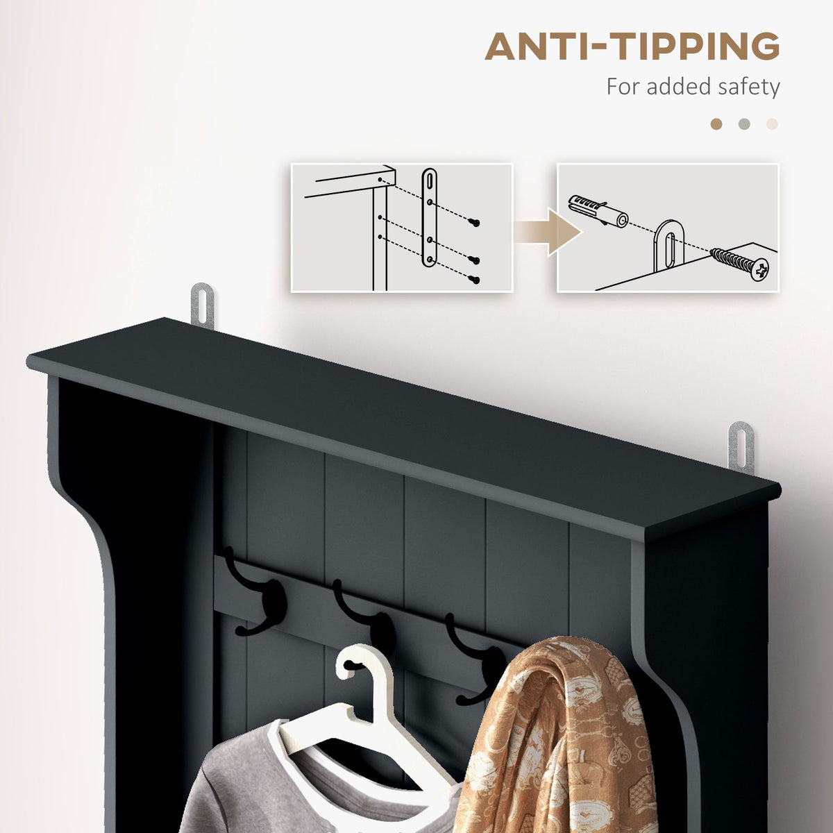 Entryway 3-In-1 Entryway Hall Tree with Storage Bench, Coat Rack with Four Hooks, and Shoe Storage