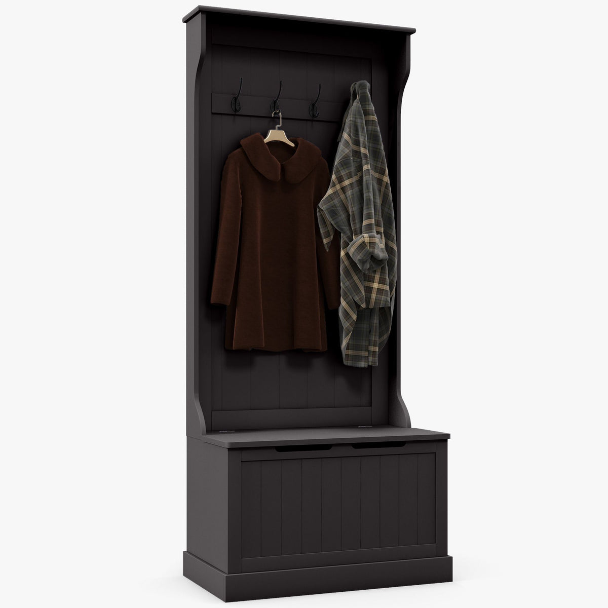 Entryway 3-In-1 Entryway Hall Tree with Storage Bench, Coat Rack with Four Hooks, and Shoe Storage