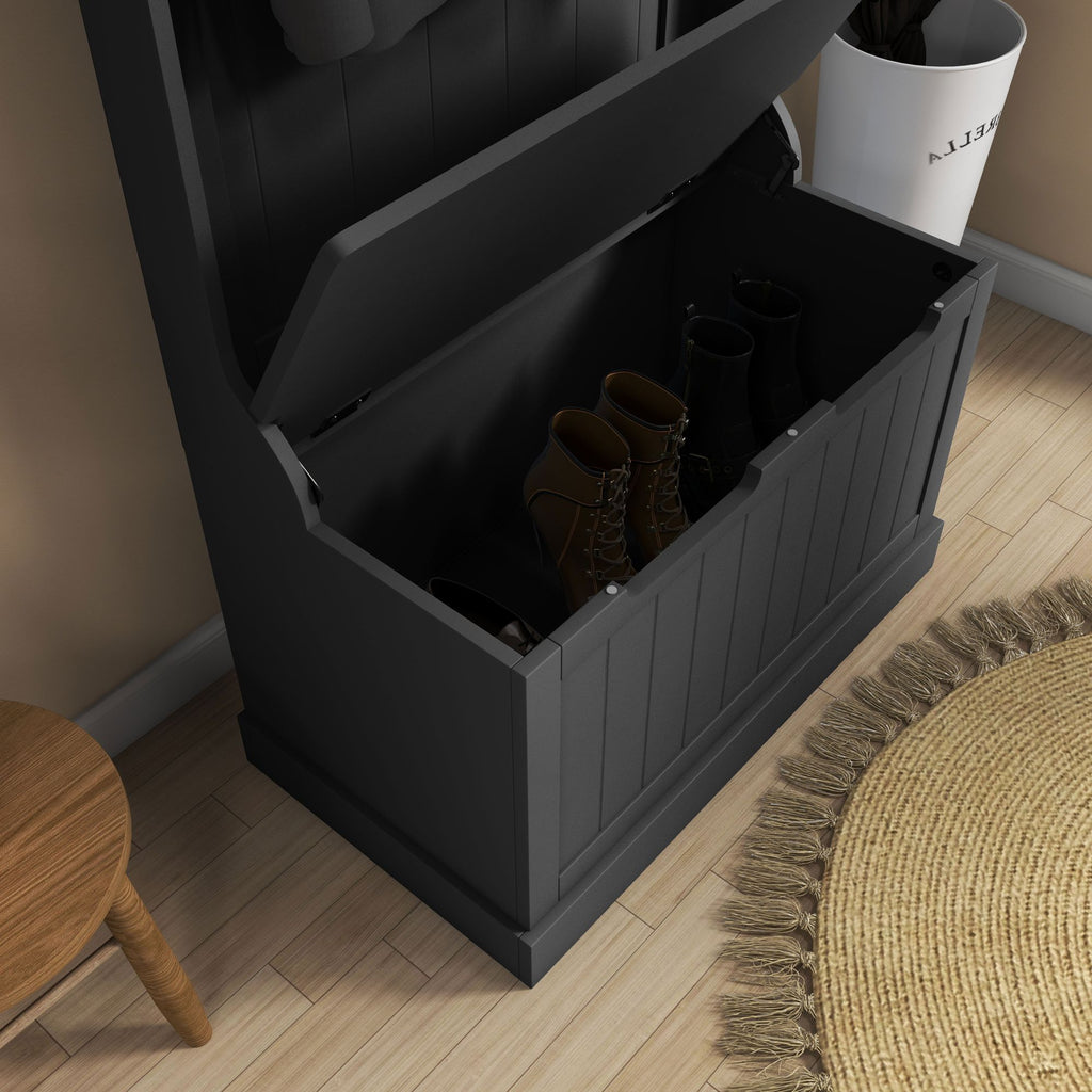 Entryway 3-In-1 Entryway Hall Tree with Storage Bench, Coat Rack with Four Hooks, and Shoe Storage