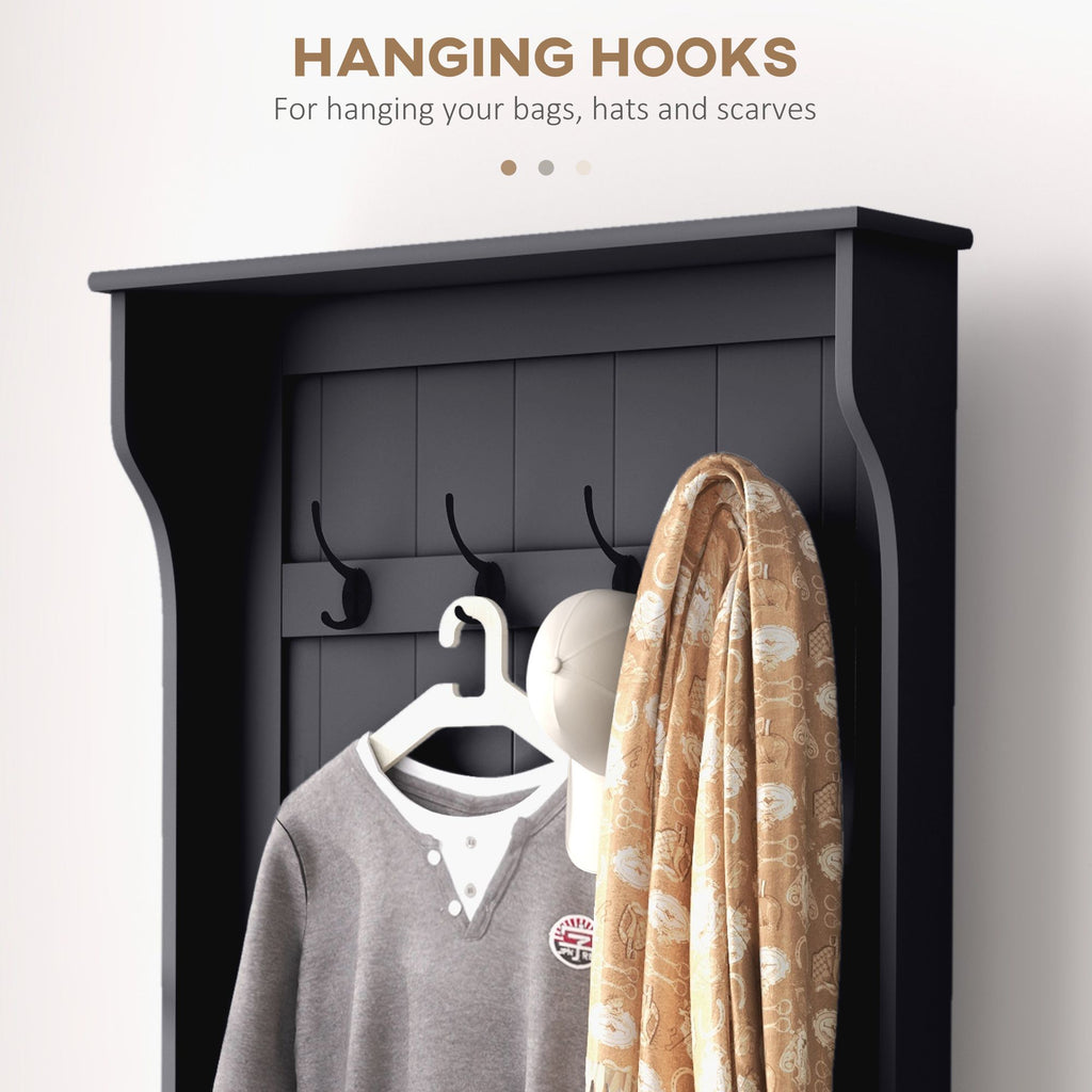 Entryway 3-In-1 Entryway Hall Tree with Storage Bench, Coat Rack with Four Hooks, and Shoe Storage