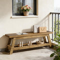 Wood-Tone Entryway Bench with Lower Shoe Shelf