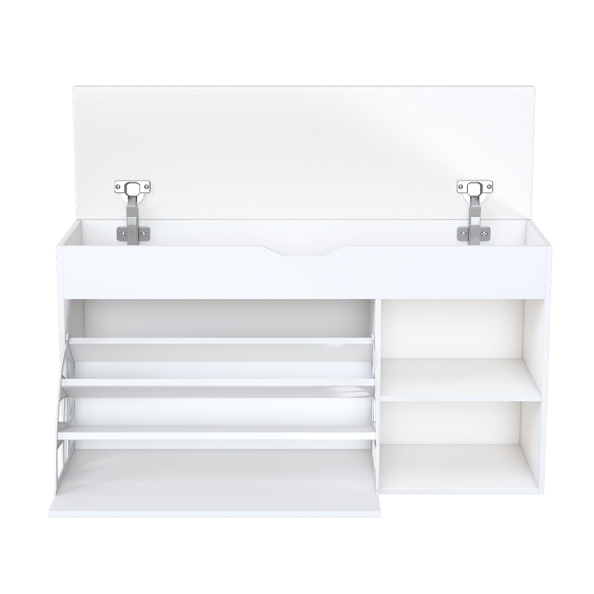Elegant Entryway Bench with Hidden Storage and Rotating Shoe Rack