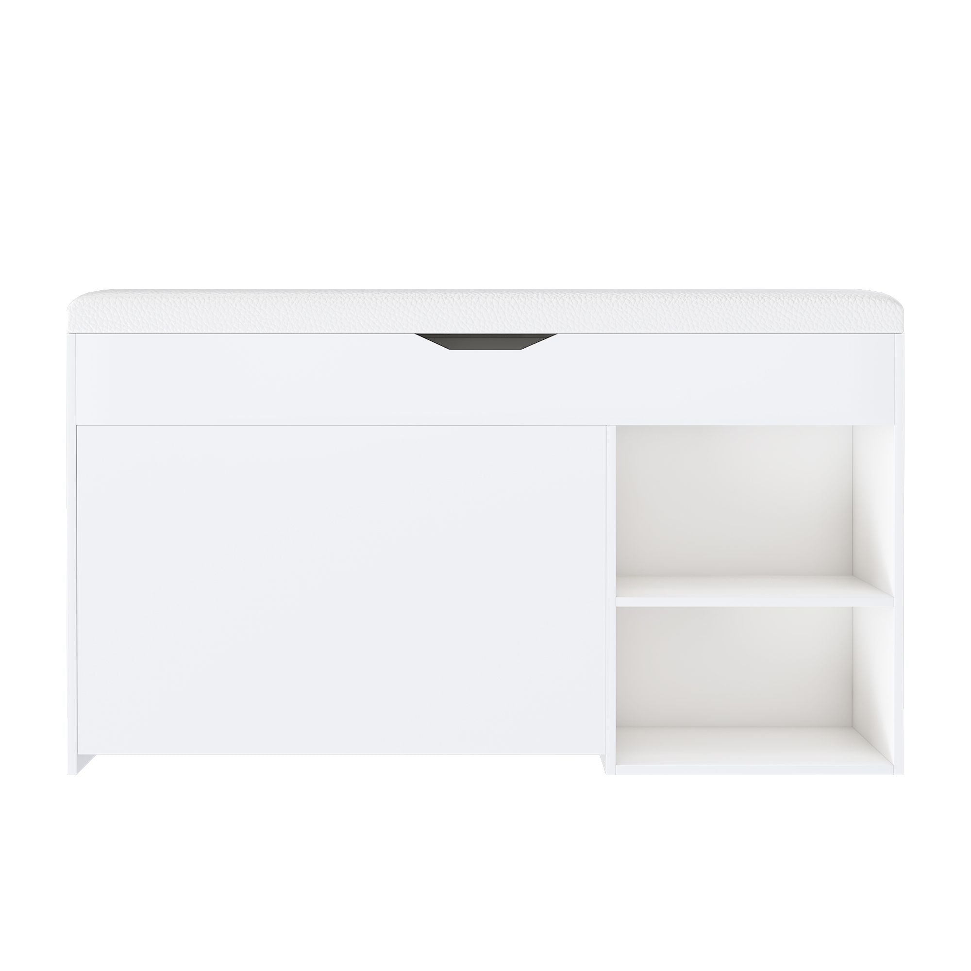 Elegant Entryway Bench with Hidden Storage and Rotating Shoe Rack