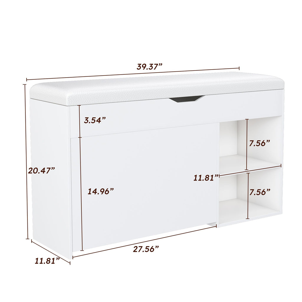 Elegant Entryway Bench with Hidden Storage and Rotating Shoe Rack