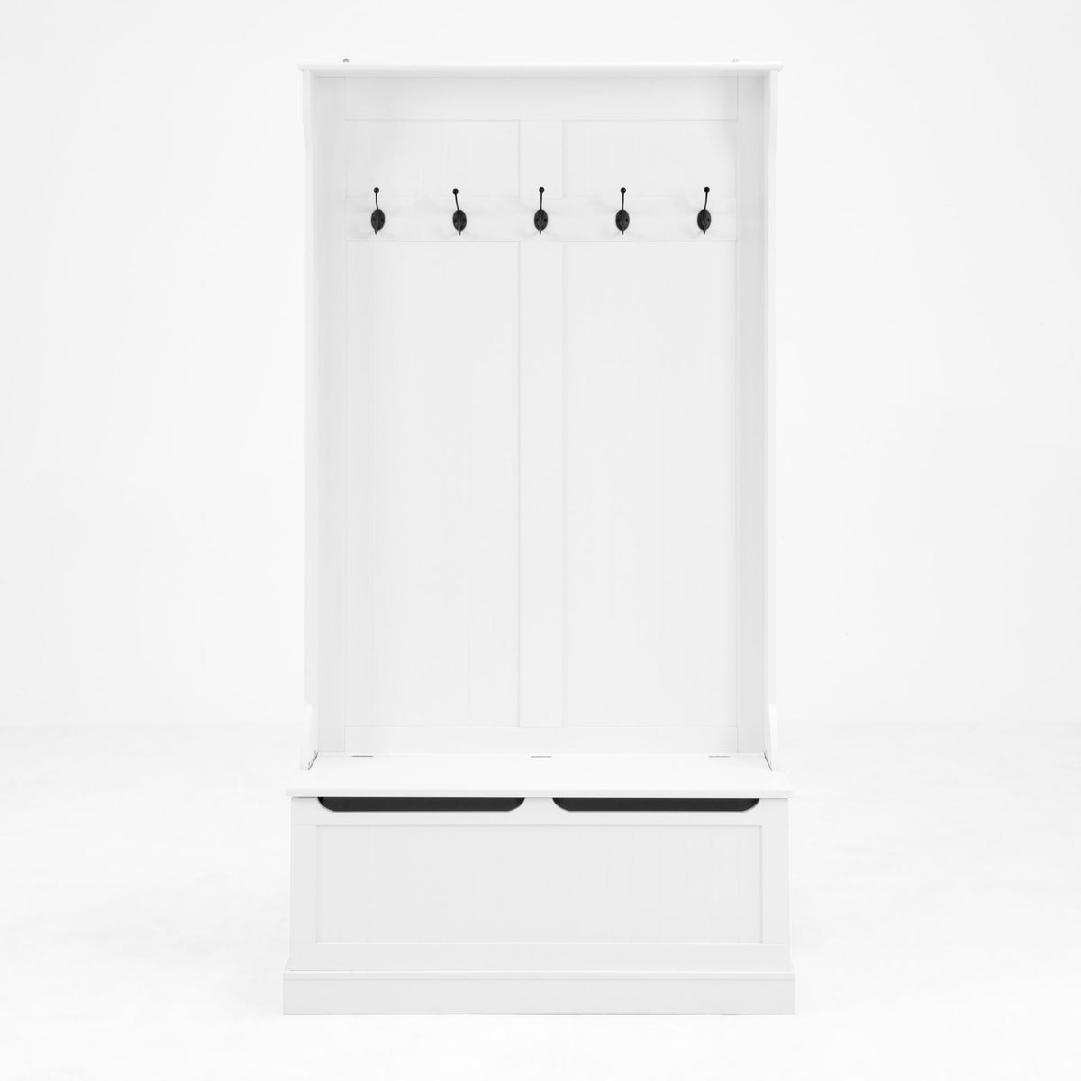White Hall Tree with Bench, Hooks, and Hidden Storage