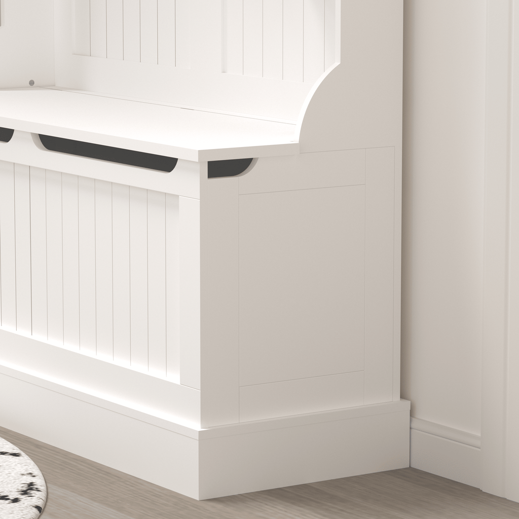 White Hall Tree with Bench, Hooks, and Hidden Storage