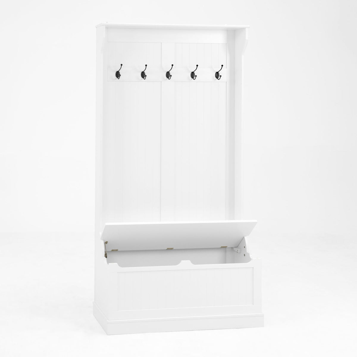 White Hall Tree with Bench, Hooks, and Hidden Storage