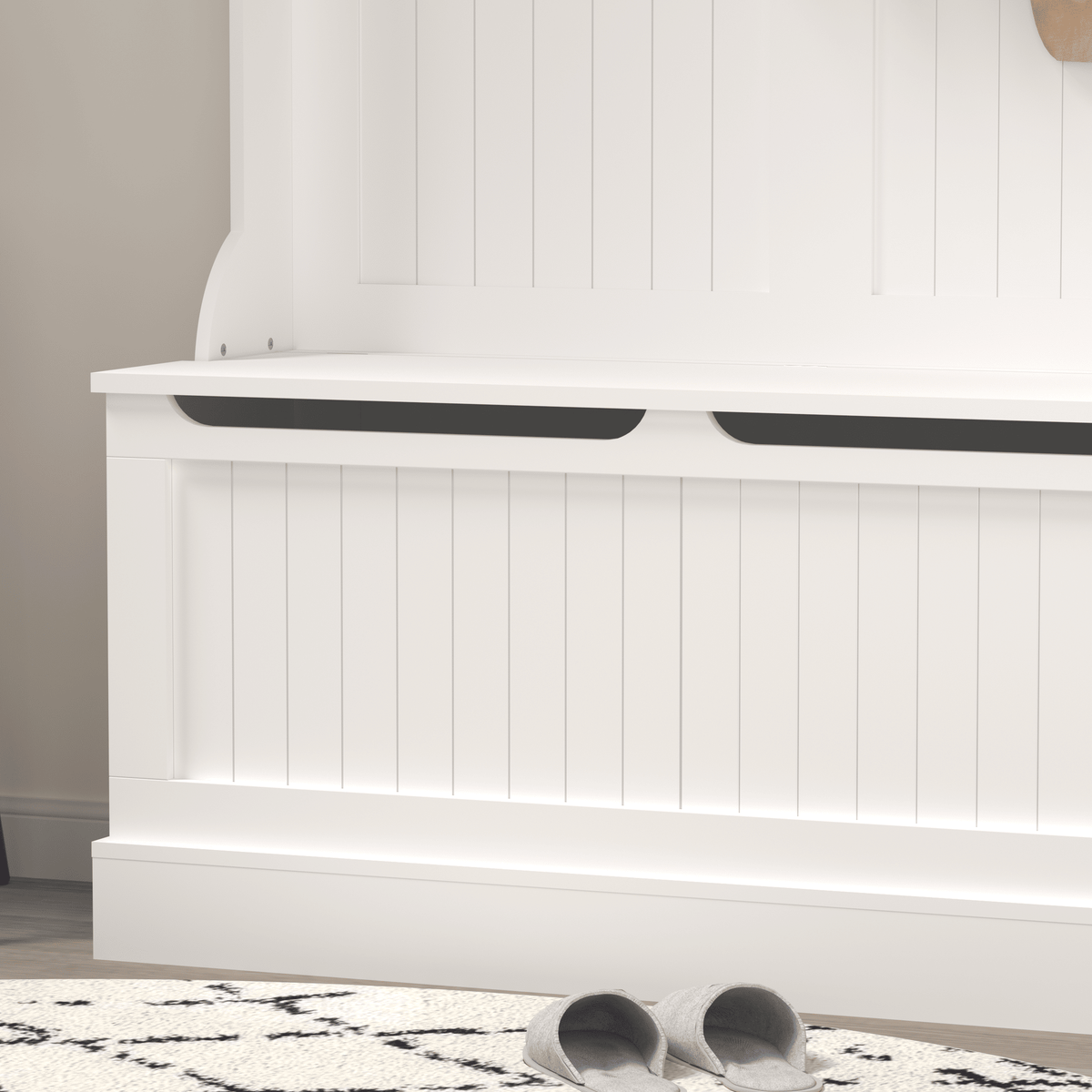 White Hall Tree with Bench, Hooks, and Hidden Storage