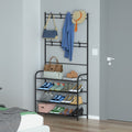 Freestanding Entryway Coat Hat Rack with Shoe Storage Shelf - 4 Tier