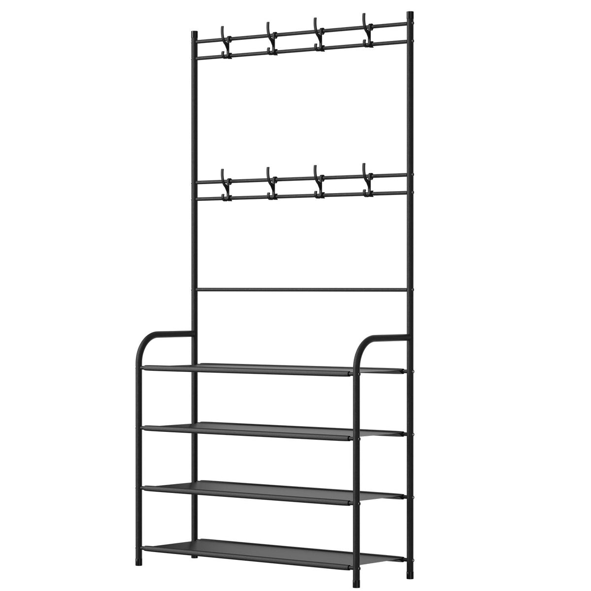 Freestanding Entryway Hall Tree with Shoe Shelves