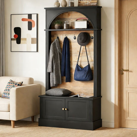 4-in-1 Entryway Coat Rack with Shoe Storage