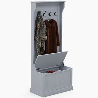 Gray Entryway Hall Tree with Bench and Concealed Storage