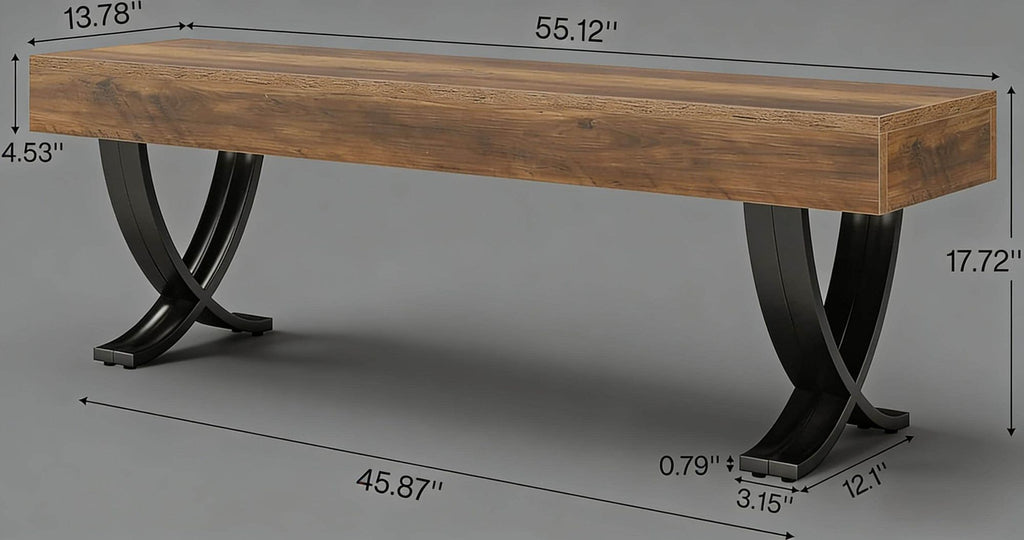 Rustic Industrial Entryway Bench with X-Shaped Legs