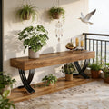 Rustic Industrial Entryway Bench with X-Shaped Legs