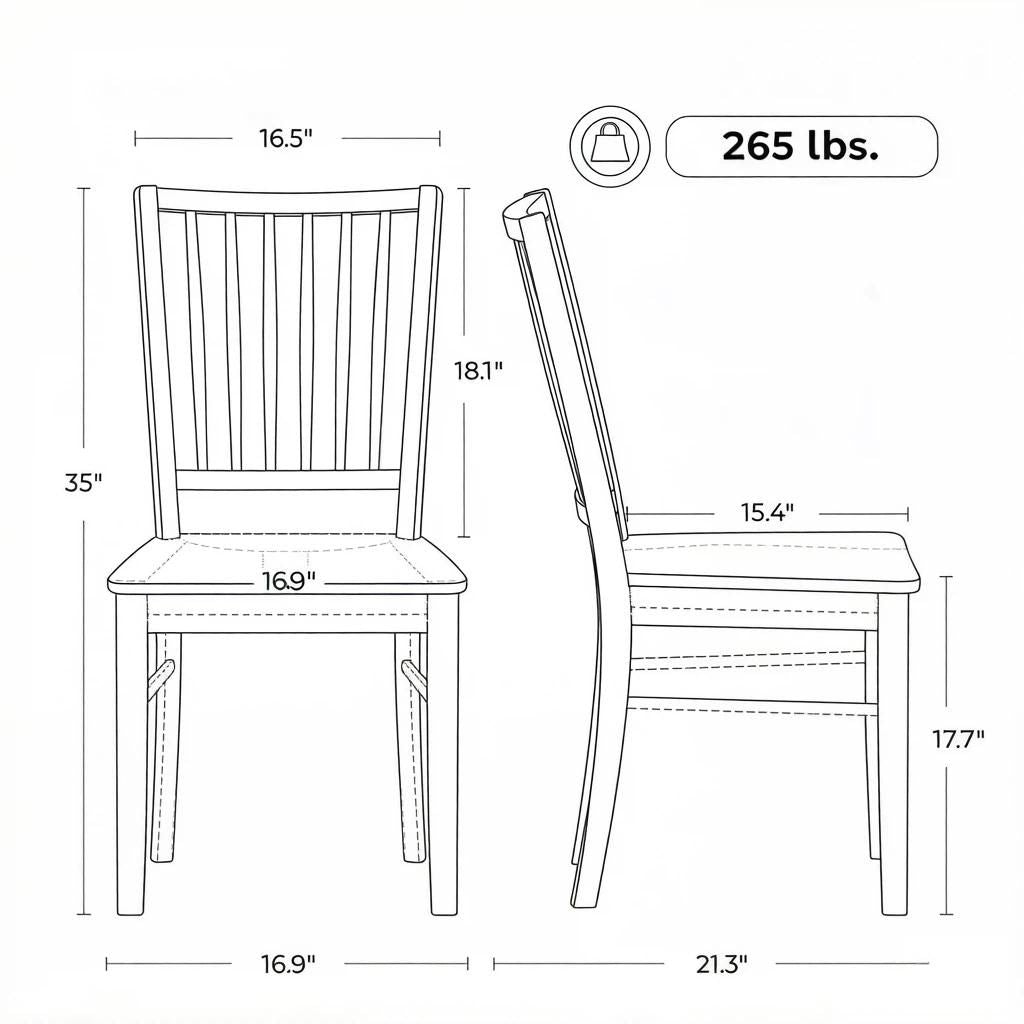 Charcoal Gray Armless Farmhouse Dining Chairs
