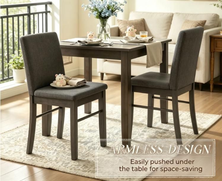 Charcoal Gray Armless Farmhouse Dining Chairs