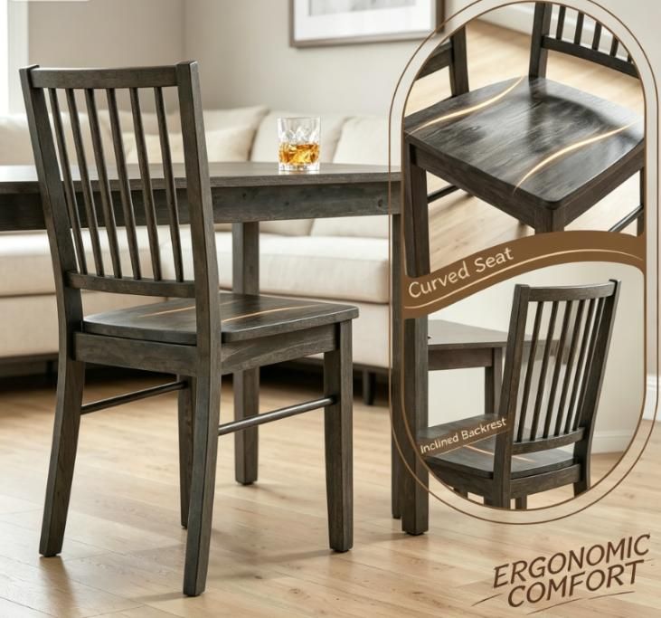 Charcoal Gray Armless Farmhouse Dining Chairs
