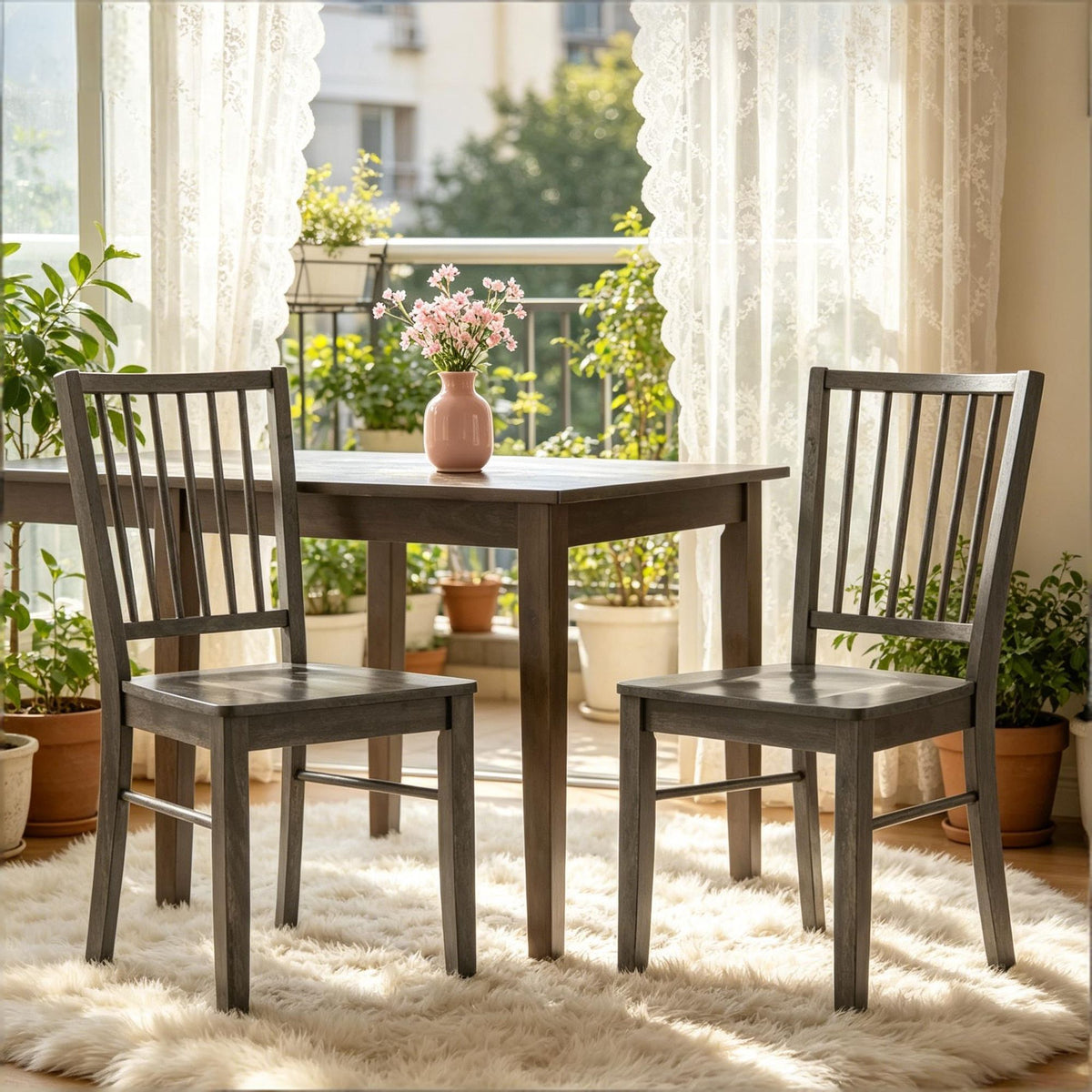 Charcoal Gray Armless Farmhouse Dining Chairs