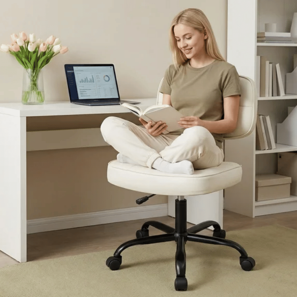 Armless Rolling Desk Chair for Compact Workspaces