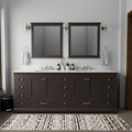 Espresso Double Bath Vanity with Carrara Marble Top,. Wide