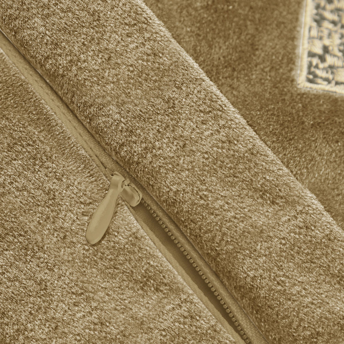 Gold European Pillow Sham with Geometric Embroidery