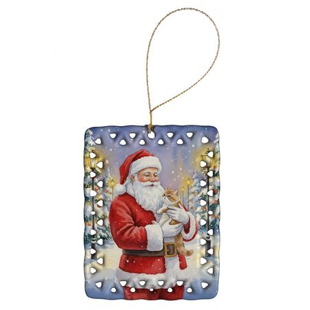 Exotic Shorthair Cat and Santa Christmas Ornament