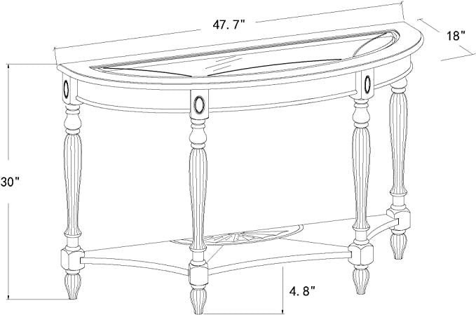 Cherry Red Oka Half-Moon Accent Table with Shelf