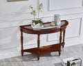 Cherry Red Oka Half-Moon Accent Table with Shelf