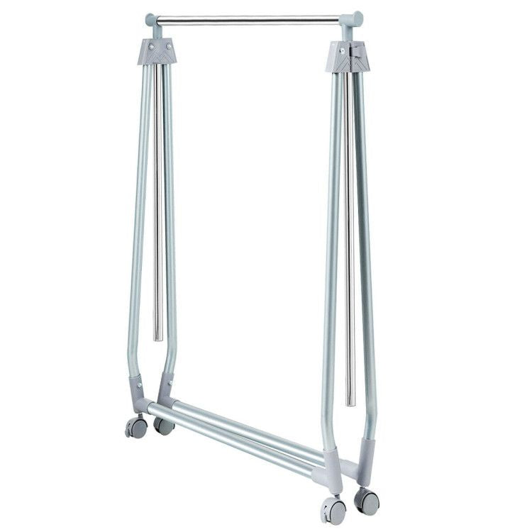 Extendable Foldable Clothing Rack with Rolling Wheels and Brakes