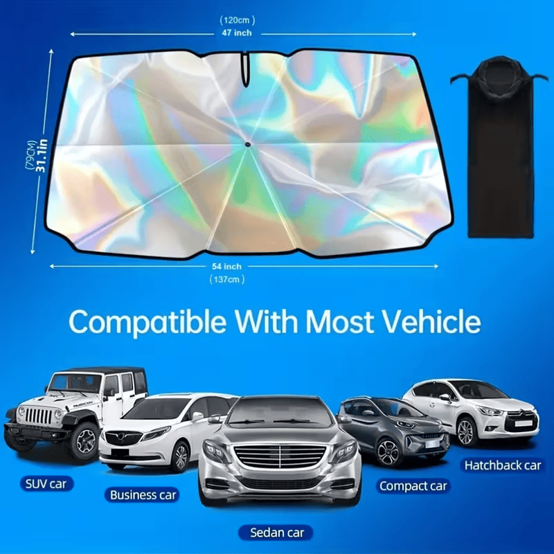 Umbrella-Style Windshield Sunshade