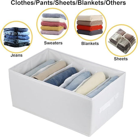 6-Compartment Closet Organizer Boxes for Jeans, Sweaters and Sheets