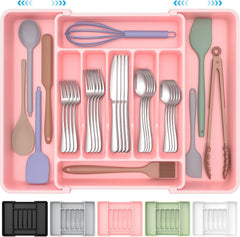 Expandable Pink Kitchen Utensil Drawer Organizer