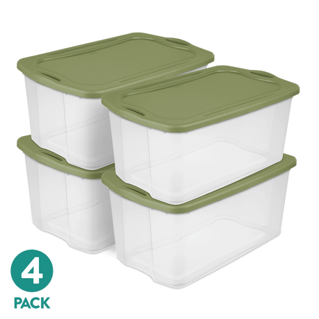 Extra Large Clear Storage Bins with Full-Grip Handles, 4 Pack