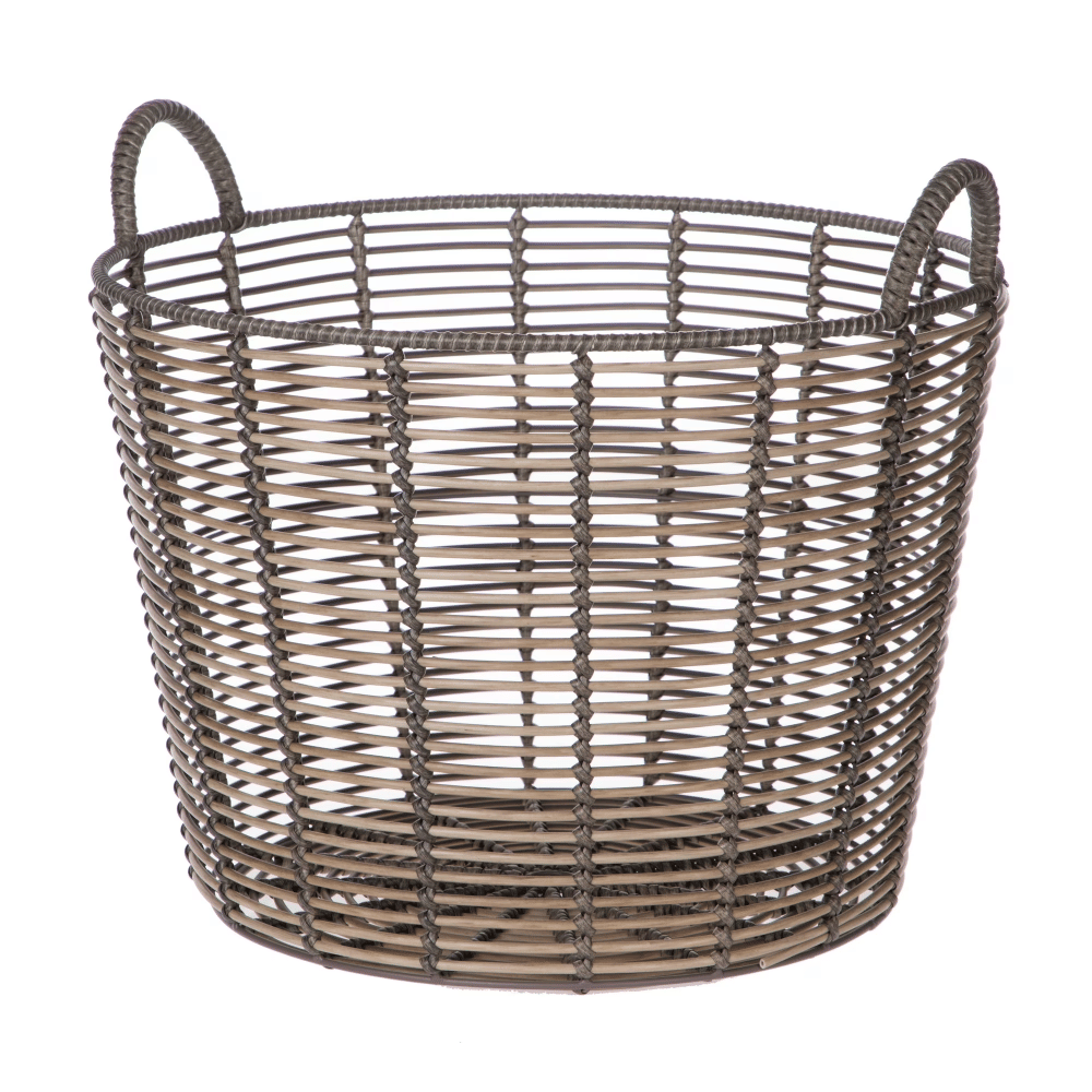 Round Decorative Basket for Throw Blankets and Pillows